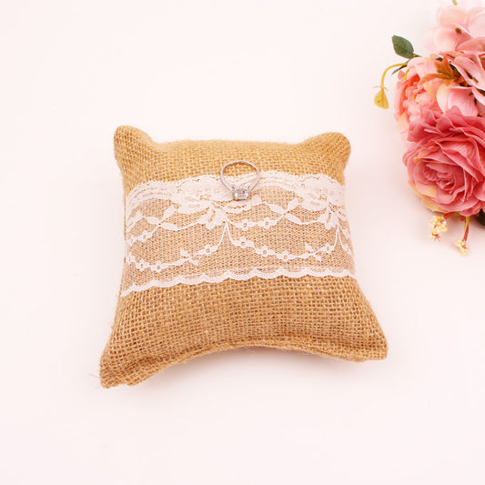 DIY lace linen small pillow European and American wedding supplies linen ring pillow